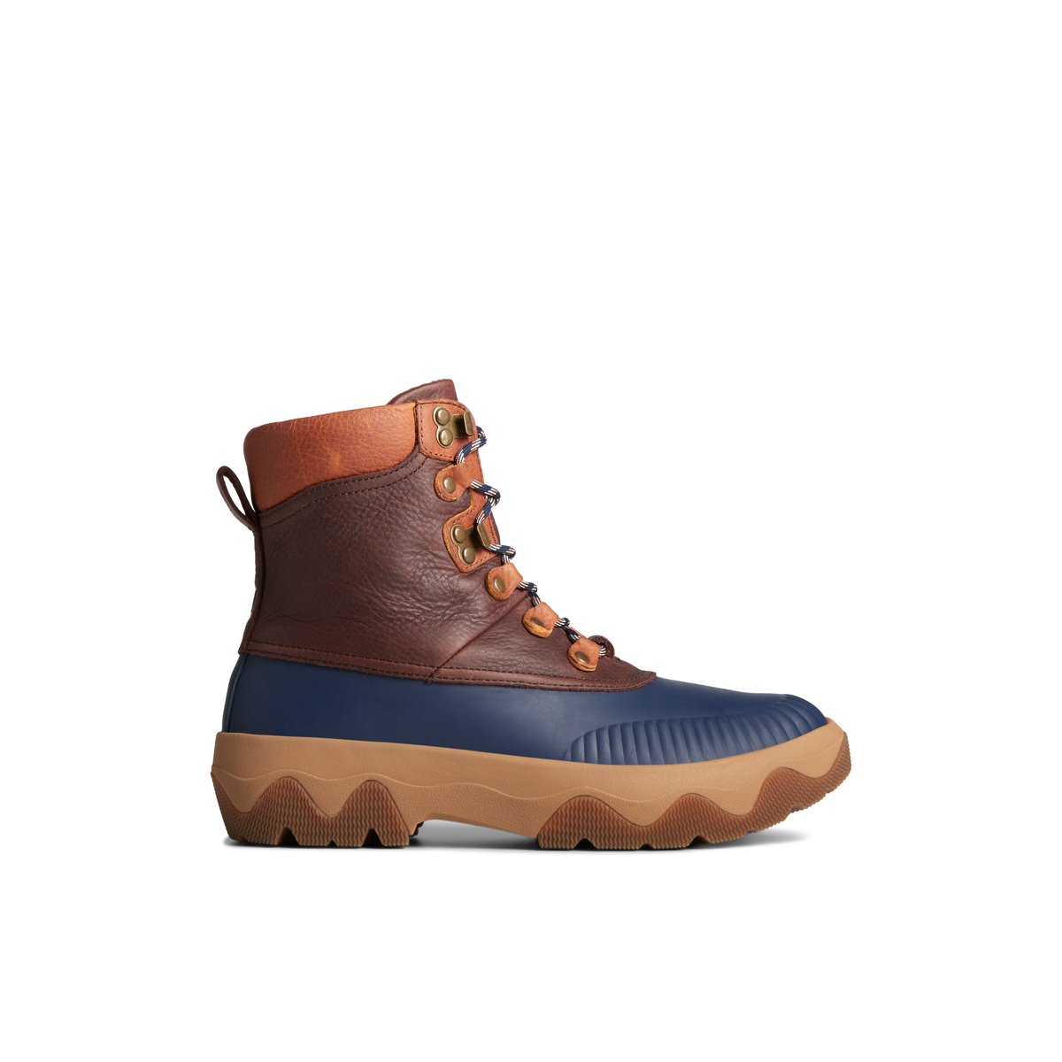 Sperry duck boots navy and tan hotsell
